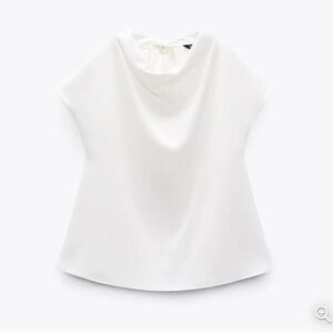Zara, S, worn once, BOW TOP, White Satin, Off-white, Reference 0193802325101
